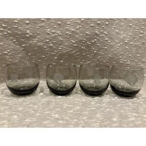 1970s New York Giants Whiskey Glass | NFL Smoked Lowball Barware 6 Oz Set‎ Of 4